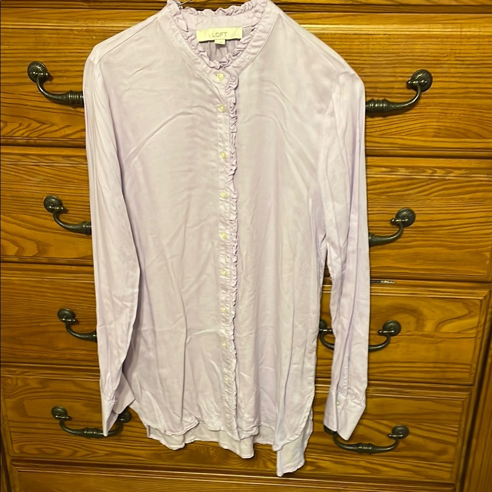 LOFT Light Pink Ruffle Blouse